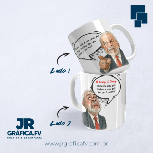 Caneca Ô Trump, Ô Trump defende meu pais PORCELANA 9,5X20,2 CM 4x0 - Colorido Frente BRILHO 325ML 