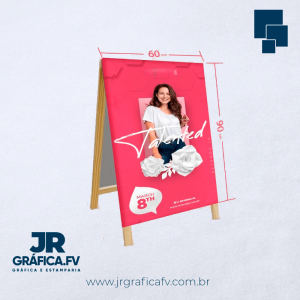 CAVALETE 60X90CM LONA 440G 60X90CM 4X4 BRILHO QUADRO DE MADEIRA 20 cm de Pé - Montado 60x110