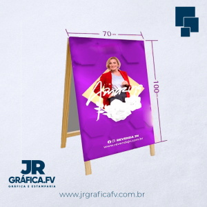 CAVALETE 70X100CM LONA 440G 70X100CM 4X4 BRILHO QUADRO DE MADEIRA 20 cm de Pé - Montado 70x120