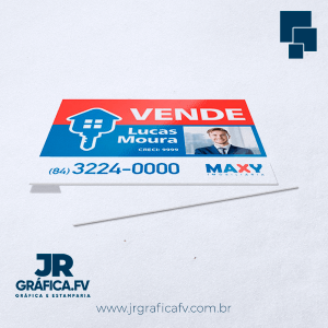 PLACA IMOBILIÁRIA PVC 60x40 (PVC/PS/PET) 1mm 60x40cm 4x0 - Colorido Frente Impressão U.V Fosco Corte Reto 